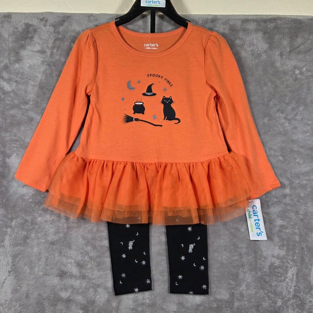 Carter Child of Mine 2T Girls Spooky Vibes Halloween Theme Outfit 29 to 31 lbs